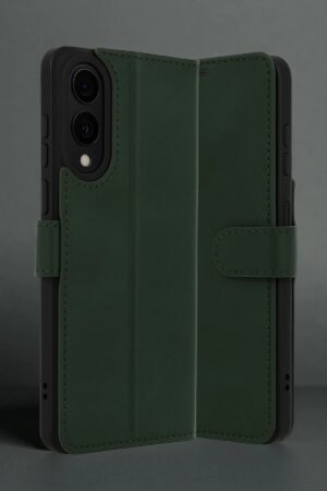 Samsung Galaxy S25 Edge Trend S Plus Kapaklı Kılıf - Koyu Yeşil-(5796)