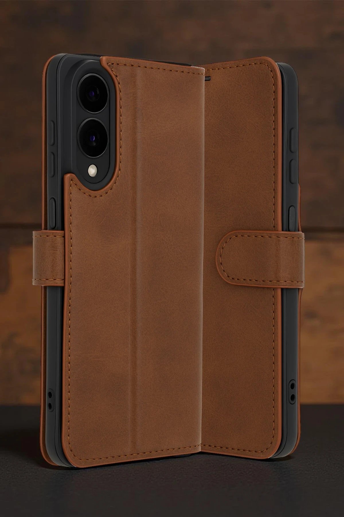 Samsung Galaxy S25 Edge Trend S Plus Kapaklı Kılıf - Taba-(5796) - Görsel 5