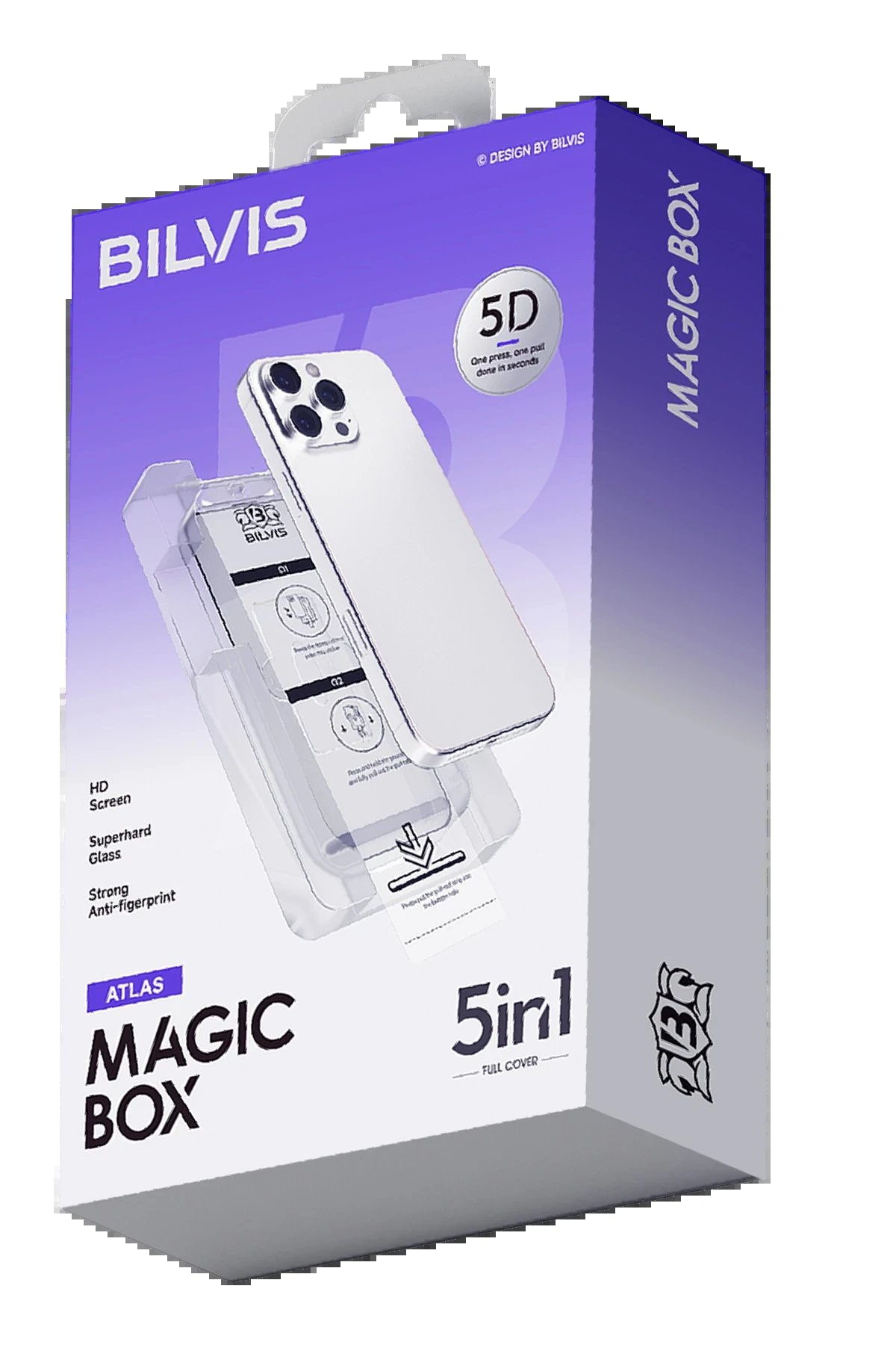 Apple iPhone 15 Pro Bilvis 5in1 3D Magic Cam Ekran Koruyucu - Siyah-(5796)