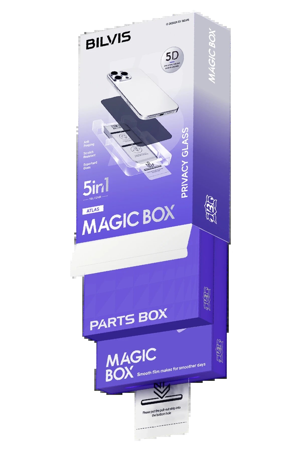 Apple iPhone 15 Pro Bilvis 5in1 5D Magic Hayalet Cam Ekran Koruyucu - Siyah-(5796) - Görsel 2