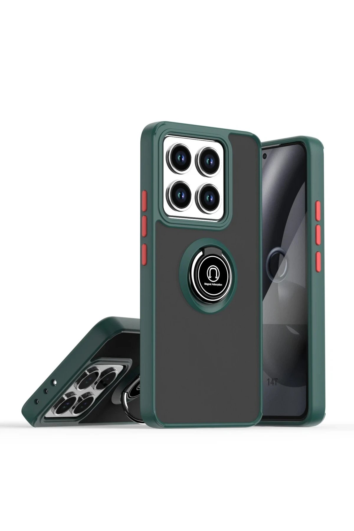 Xiaomi Mi 14T Montreal Yüzüklü Silikon Kapak - Yeşil-(5796)