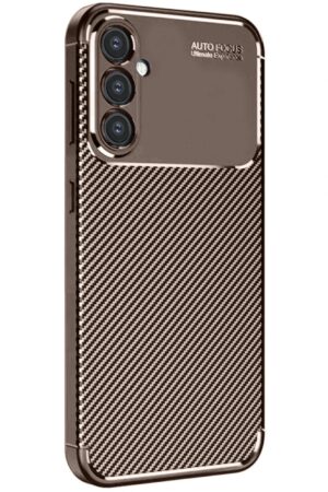 Samsung Galaxy S24 FE Kılıf Auto Focus Karbon Kapak - Kahverengi-(5796)