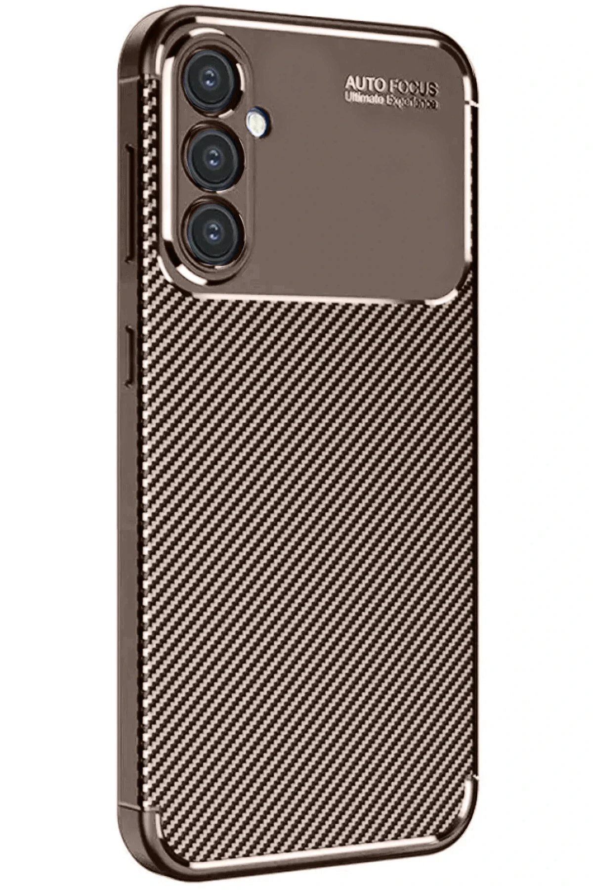 Samsung Galaxy S24 FE Kılıf Auto Focus Karbon Kapak - Kahverengi-(5796)