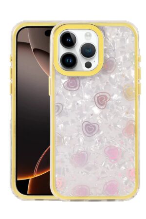 Apple iPhone 15 Pro Max Lumi Desenli Kapak - Sarı-(5796)