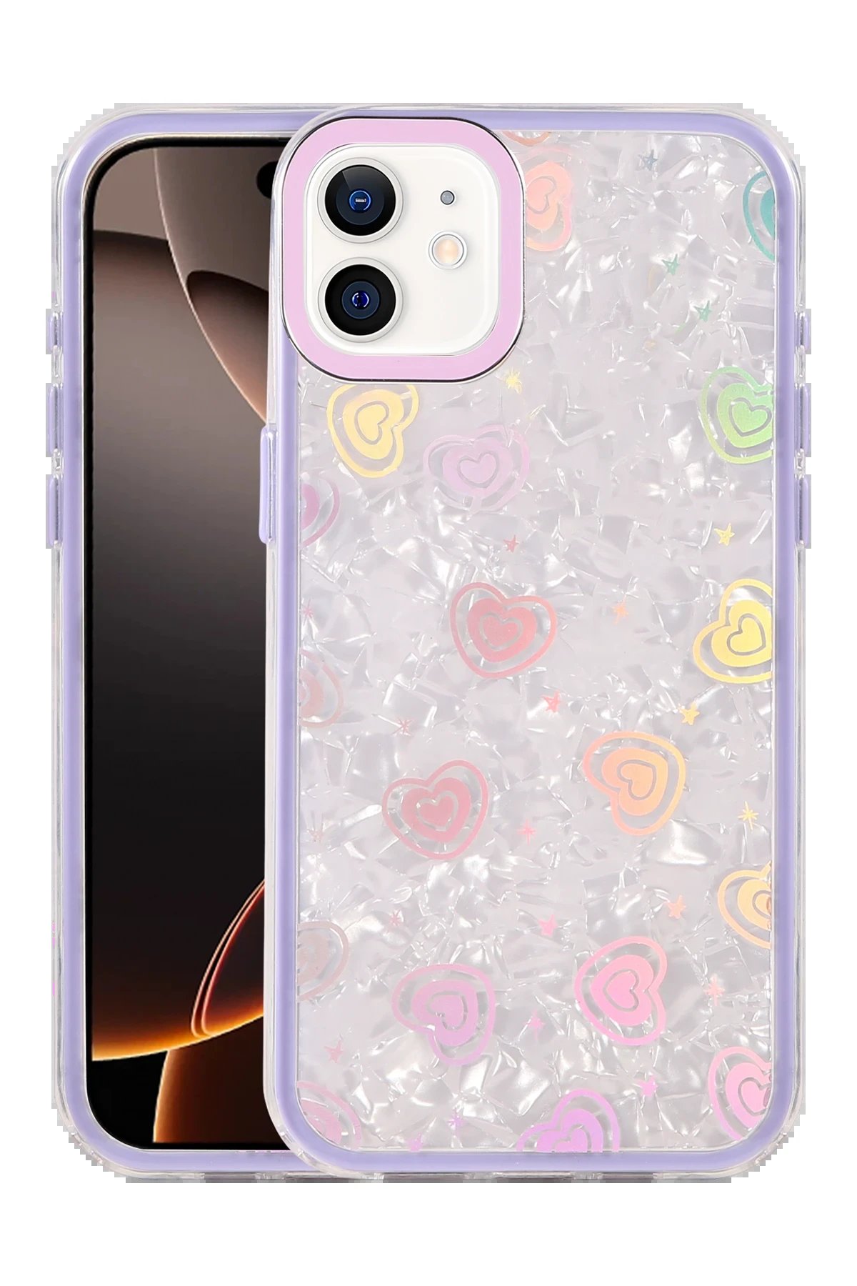 Apple iPhone 11 Lumi Desenli Kapak - Mor-(5796)