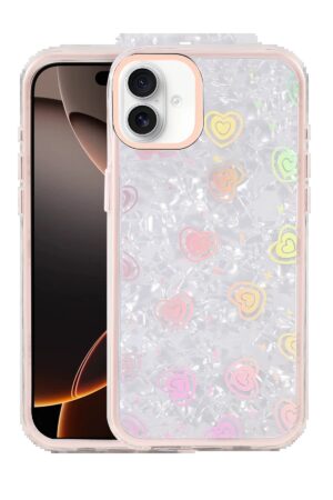 Apple iPhone 16 Lumi Desenli Kapak - Pembe-(5796)