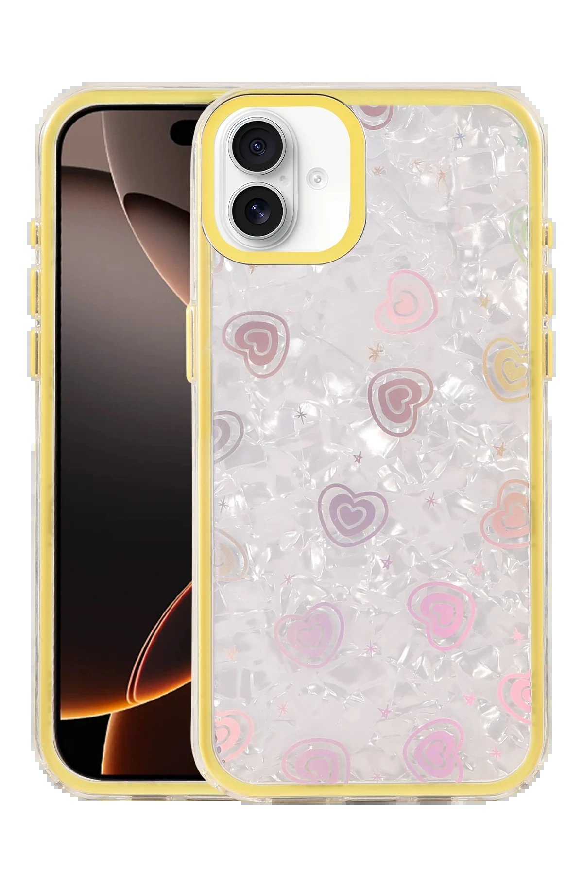 Apple iPhone 16 Lumi Desenli Kapak - Sarı-(5796)