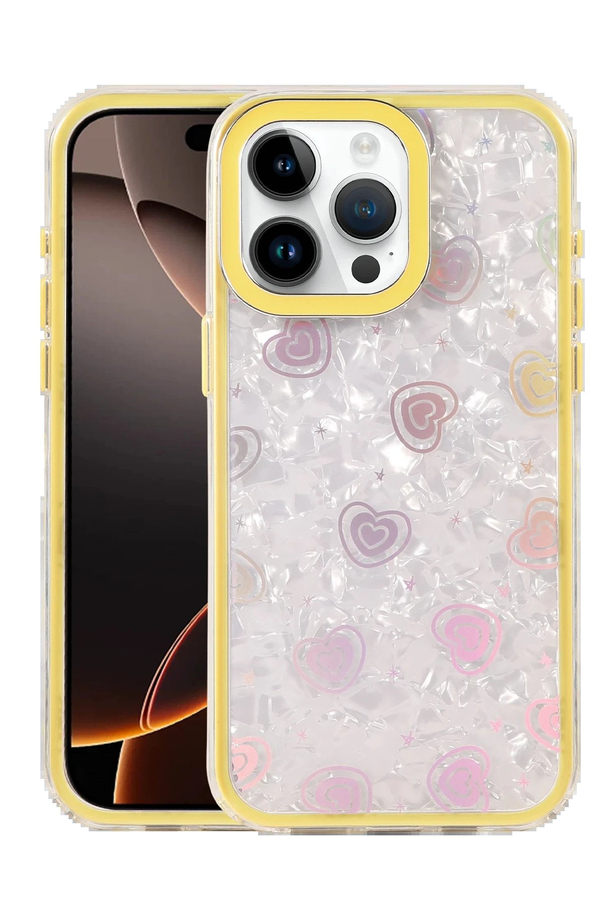 Apple iPhone 16 Pro Lumi Desenli Kapak - Sarı-(5796)