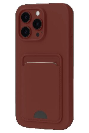 iPhone 16 Pro Kılıf Kelvin Kartvizitli Silikon - Bordo-(5796)