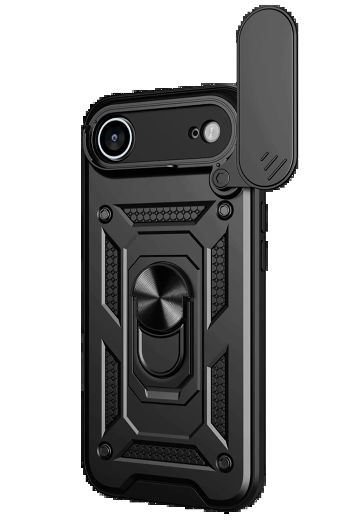 Apple iPhone 17 Air Pars Lens Yüzüklü Silikon - Siyah-(5796) - Görsel 2