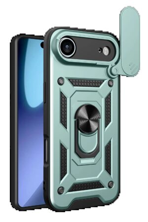 Apple iPhone 17 Air Pars Lens Yüzüklü Silikon - Yeşil-(5796)