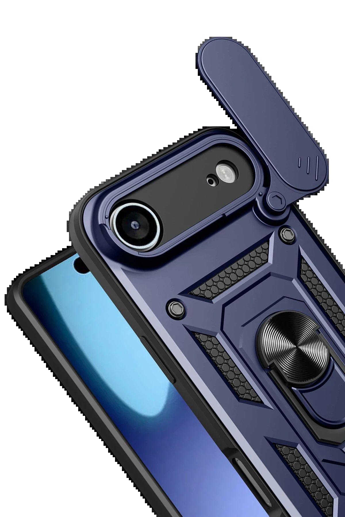 Apple iPhone 17 Air Pars Lens Yüzüklü Silikon - Lacivert-(5796) - Görsel 3