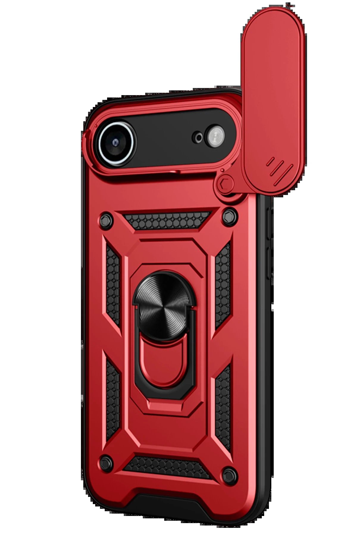 Apple iPhone 17 Air Pars Lens Yüzüklü Silikon - Kırmızı-(5796) - Görsel 2