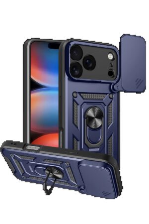 Apple iPhone 17 Pro Pars Lens Yüzüklü Silikon - Lacivert-(5796)