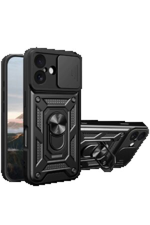 Apple iPhone 17 Pars Lens Yüzüklü Silikon - Siyah-(5796)