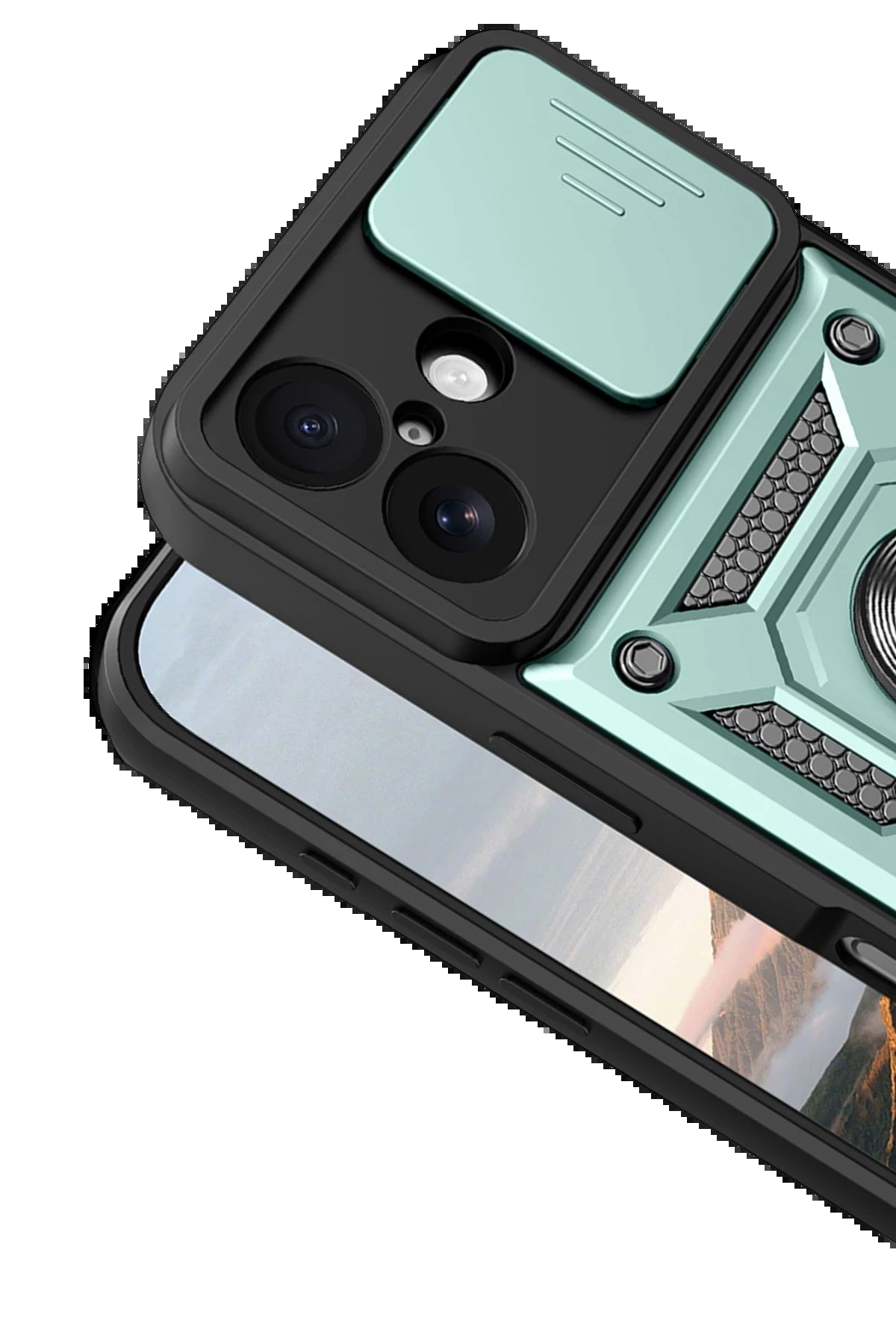 Apple iPhone 17 Pars Lens Yüzüklü Silikon - Yeşil-(5796) - Görsel 3