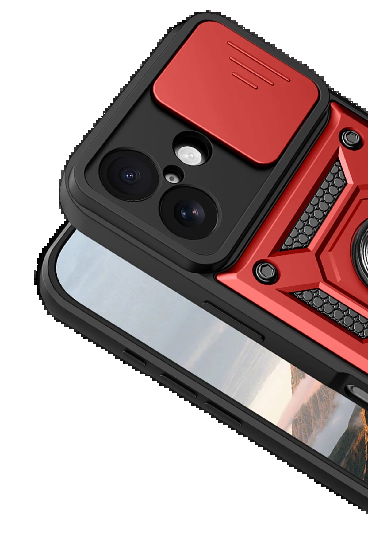 Apple iPhone 17 Pars Lens Yüzüklü Silikon - Kırmızı-(5796) - Görsel 3