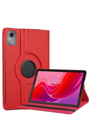 Lenovo Tab M11 TB330FU 360 Tablet Deri Kılıf - Kırmızı-(5796)