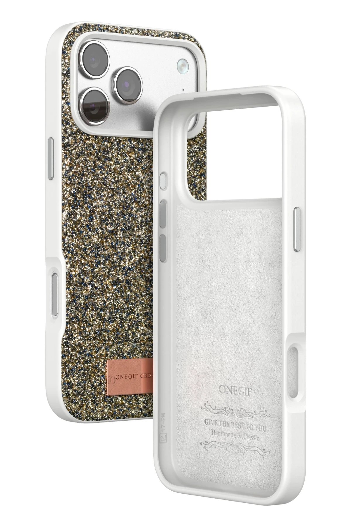 Apple iPhone 17 Pro Max Bright Simli Kapak - Çöl Titanyum-(5796) - Görsel 3