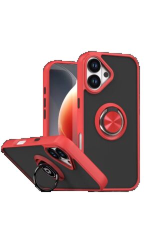 Apple iPhone 17 Montreal Yüzüklü Silikon Kapak - Kırmızı-(5796)