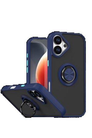 Apple iPhone 17 Montreal Yüzüklü Silikon Kapak - Lacivert-(5796)