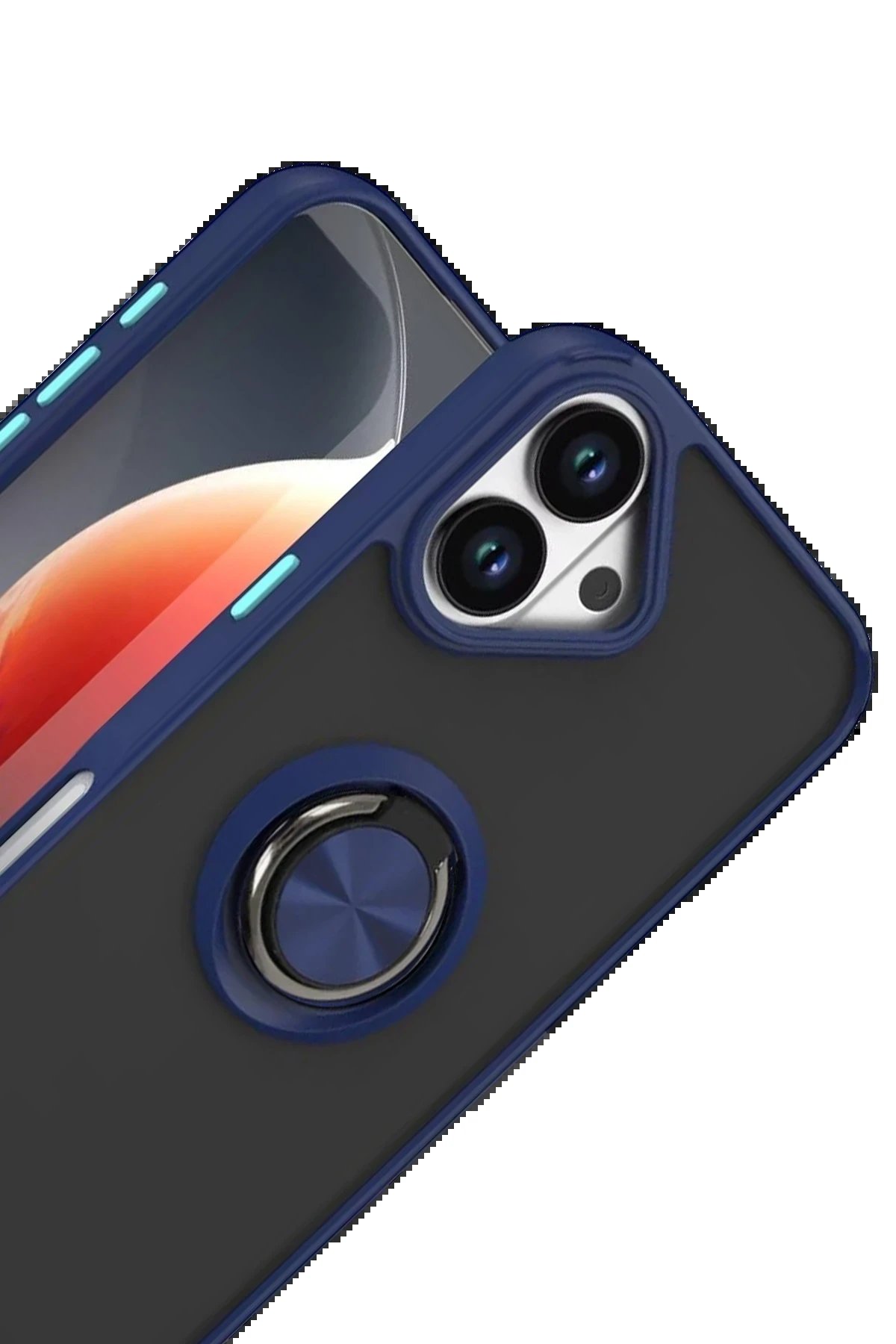 Apple iPhone 17 Montreal Yüzüklü Silikon Kapak - Lacivert-(5796) - Görsel 2