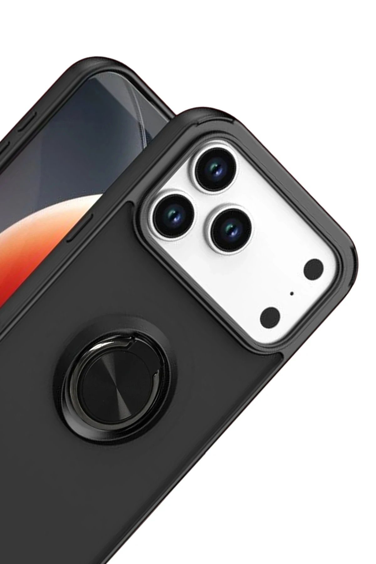 Apple iPhone 17 Pro Montreal Yüzüklü Silikon Kapak - Siyah-(5796) - Görsel 2