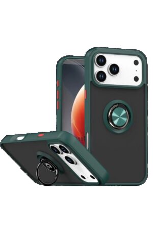 Apple iPhone 17 Pro Montreal Yüzüklü Silikon Kapak - Yeşil-(5796)