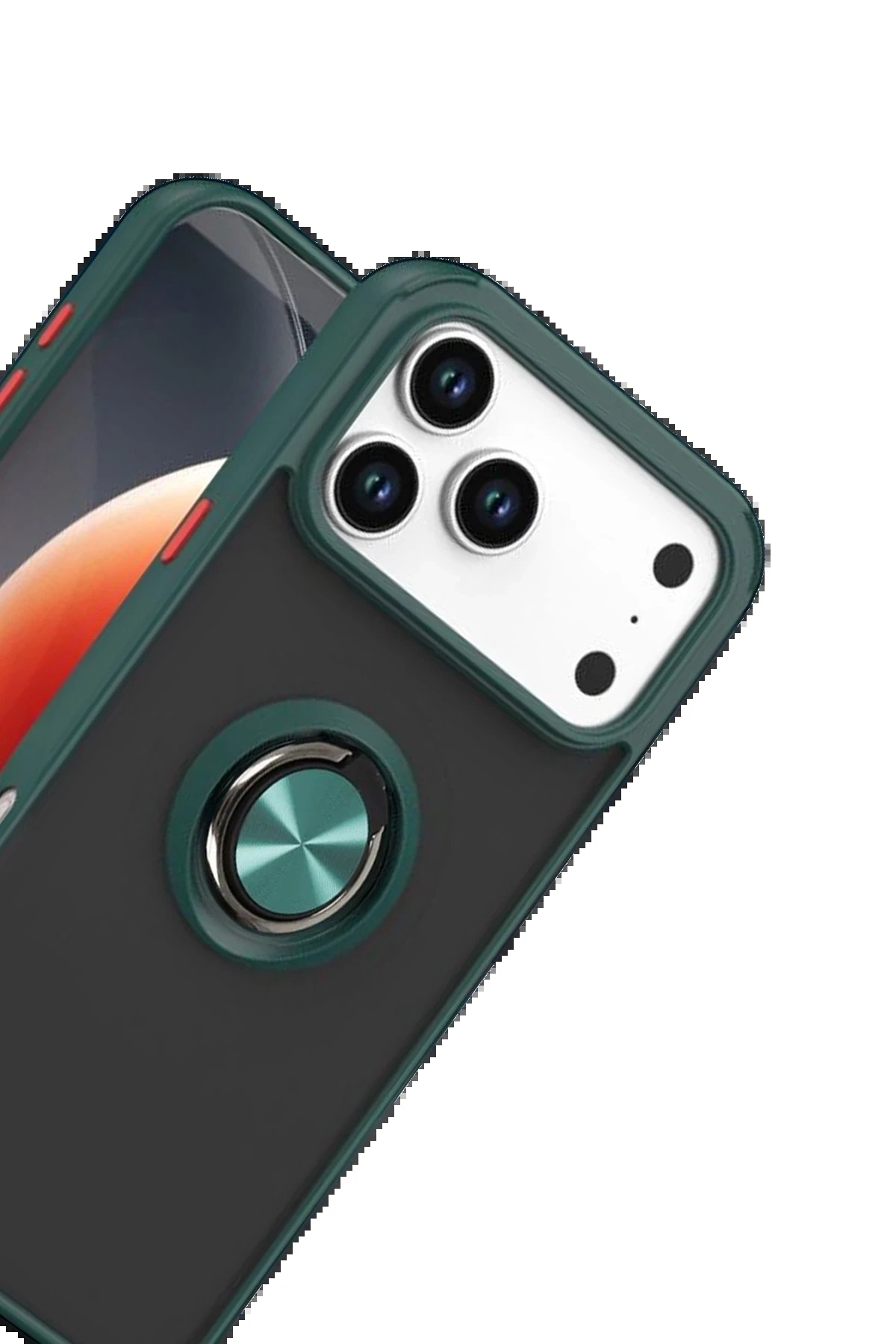 Apple iPhone 17 Pro Montreal Yüzüklü Silikon Kapak - Yeşil-(5796) - Görsel 2