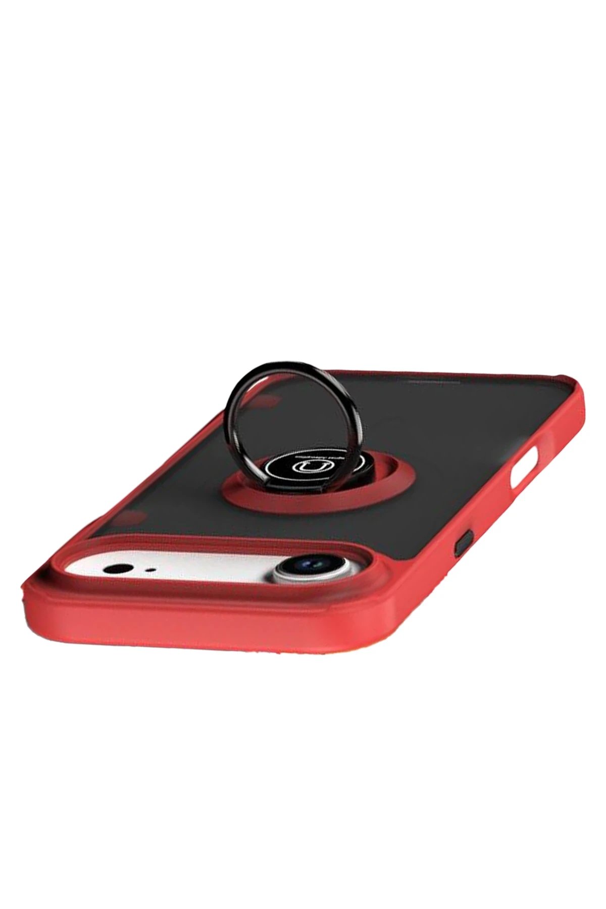 Apple iPhone 17 Air Montreal Yüzüklü Silikon Kapak - Kırmızı-(5796) - Görsel 4