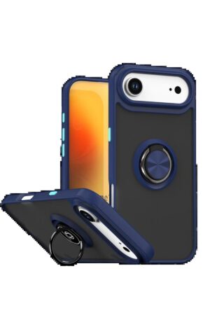 Apple iPhone 17 Air Montreal Yüzüklü Silikon Kapak - Lacivert-(5796)