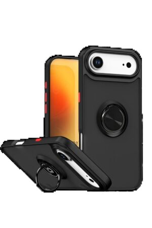 Apple iPhone 17 Air Montreal Yüzüklü Silikon Kapak - Siyah-(5796)