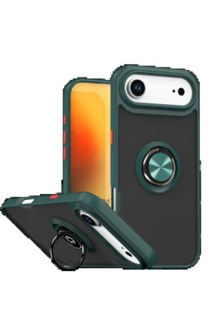 Apple iPhone 17 Air Montreal Yüzüklü Silikon Kapak - Yeşil-(5796)