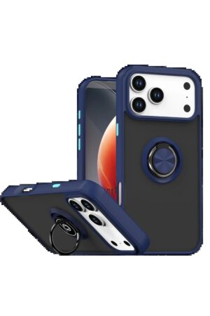 Apple iPhone 17 Pro Max Montreal Yüzüklü Silikon Kapak - Lacivert-(5796)