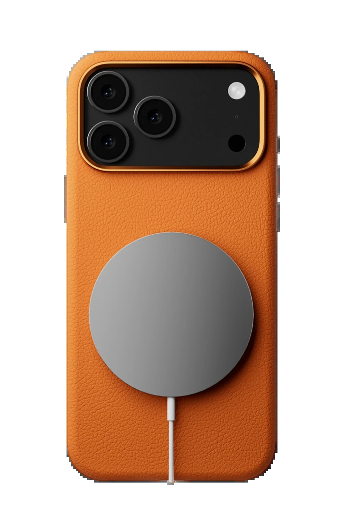 iPhone 17 Pro Wonder Deri Magsafe Kapak - Turuncu-(5796) - Görsel 2