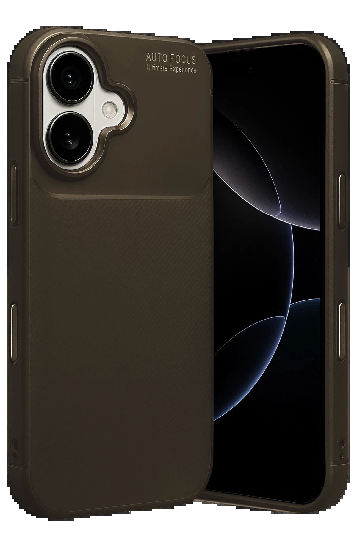 Apple iPhone 17 Auto Focus Karbon Kapak - Kahverengi-(5796)