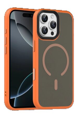 Apple iPhone 16 Pro Max Megane Magsafe Kapak - Turuncu-(5796)