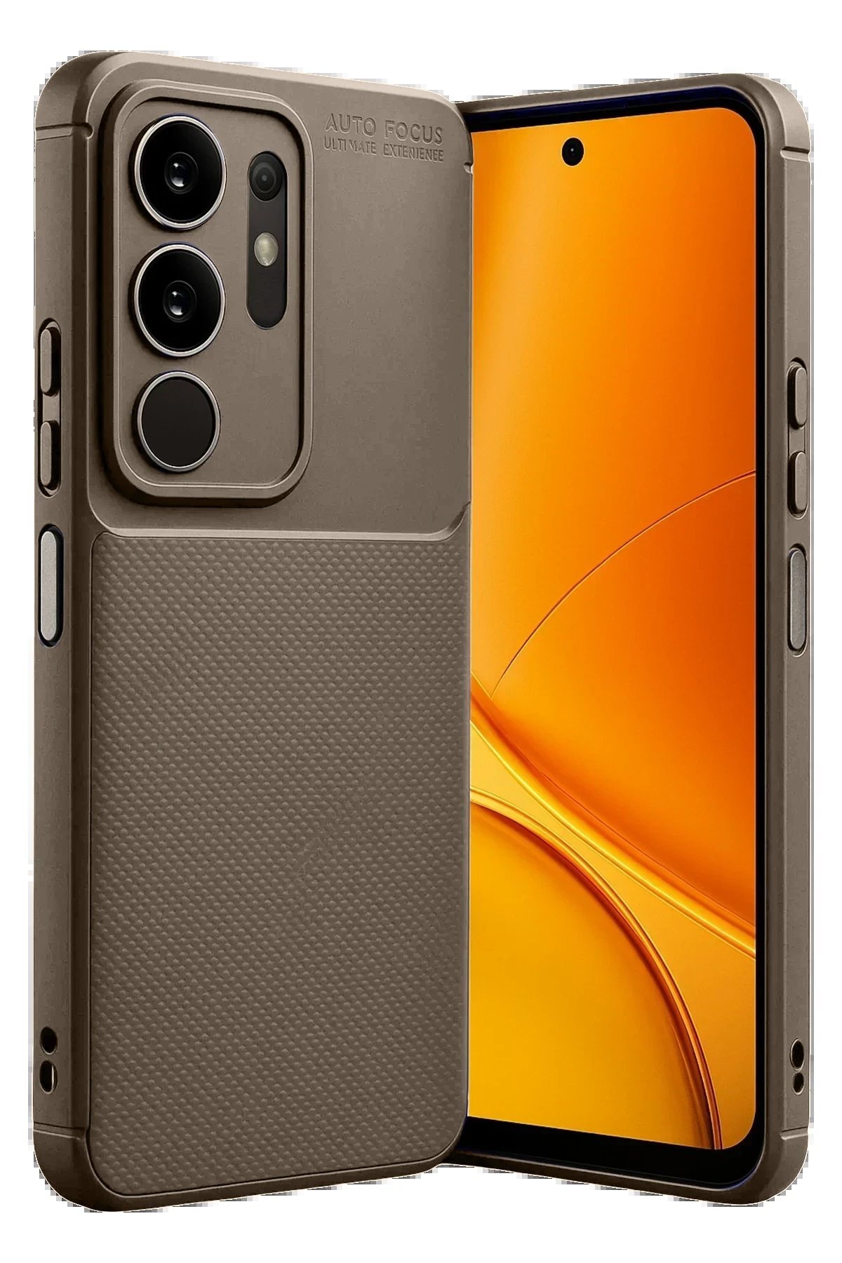 Vivo Y29 4G Auto Focus Karbon Kapak - Kahverengi-(5796)