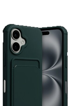 Apple iPhone 17 Kelvin Kartvizitli Silikon - Koyu Yeşil-(5796)