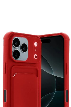 Apple iPhone 17 Pro Kelvin Kartvizitli Silikon - Kırmızı-(5796)
