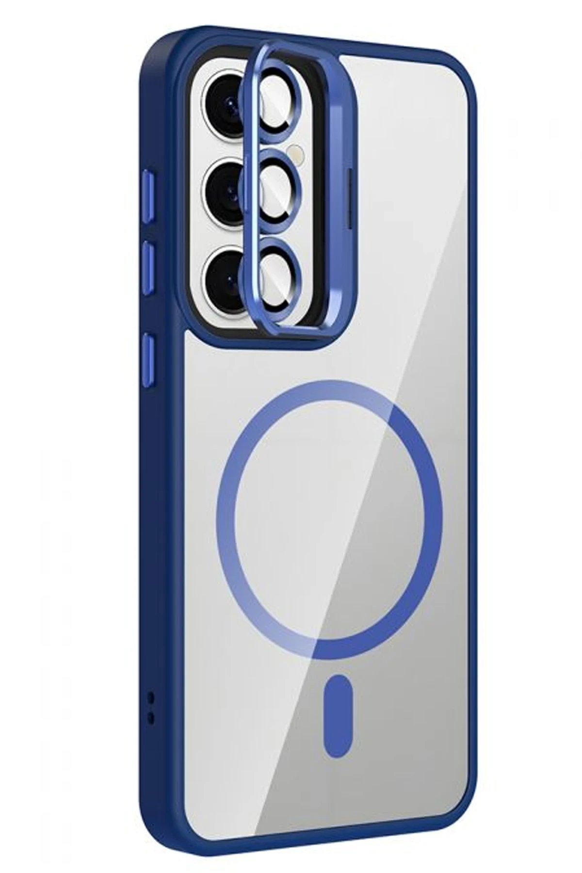 Samsung Galaxy S25 Remim Lensli Magsafe Standlı Kapak - Lacivert-(5796) - Görsel 3