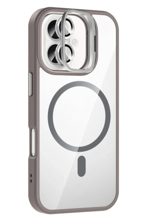Apple iPhone 17 Remim Lensli Magsafe Standlı Kapak - Titan Gri-(5796)
