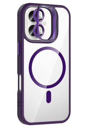 Apple iPhone 16 Plus Remim Lensli Magsafe Standlı Kapak - Derin Mor-(5796)