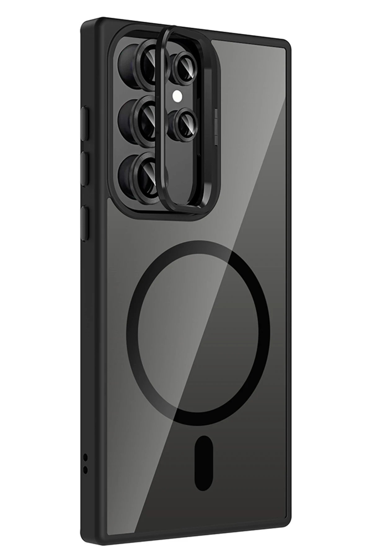 Samsung Galaxy S24 Ultra Remim Lensli Magsafe Standlı Kapak - Siyah-(5796) - Görsel 2