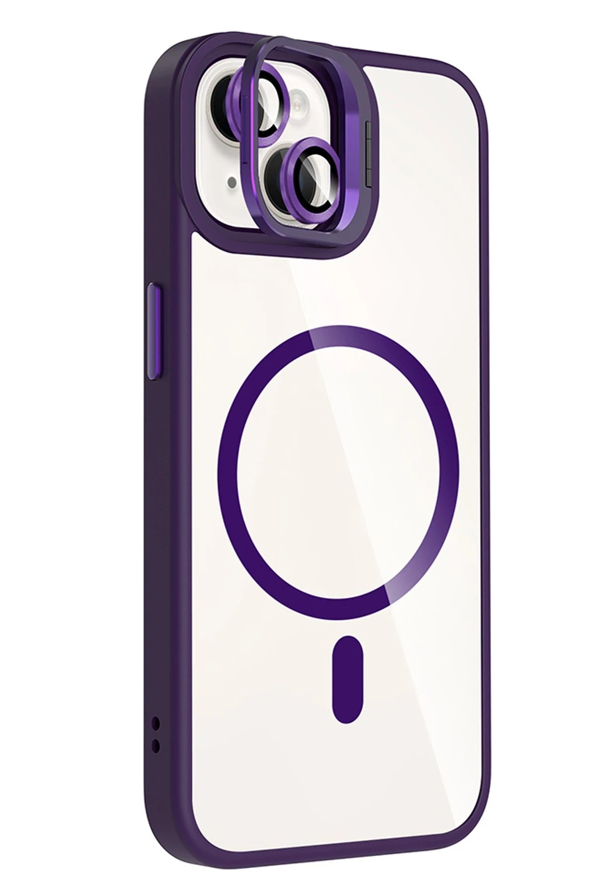 Apple iPhone 14 Remim Lensli Magsafe Standlı Kapak - Derin Mor-(5796) - Görsel 2