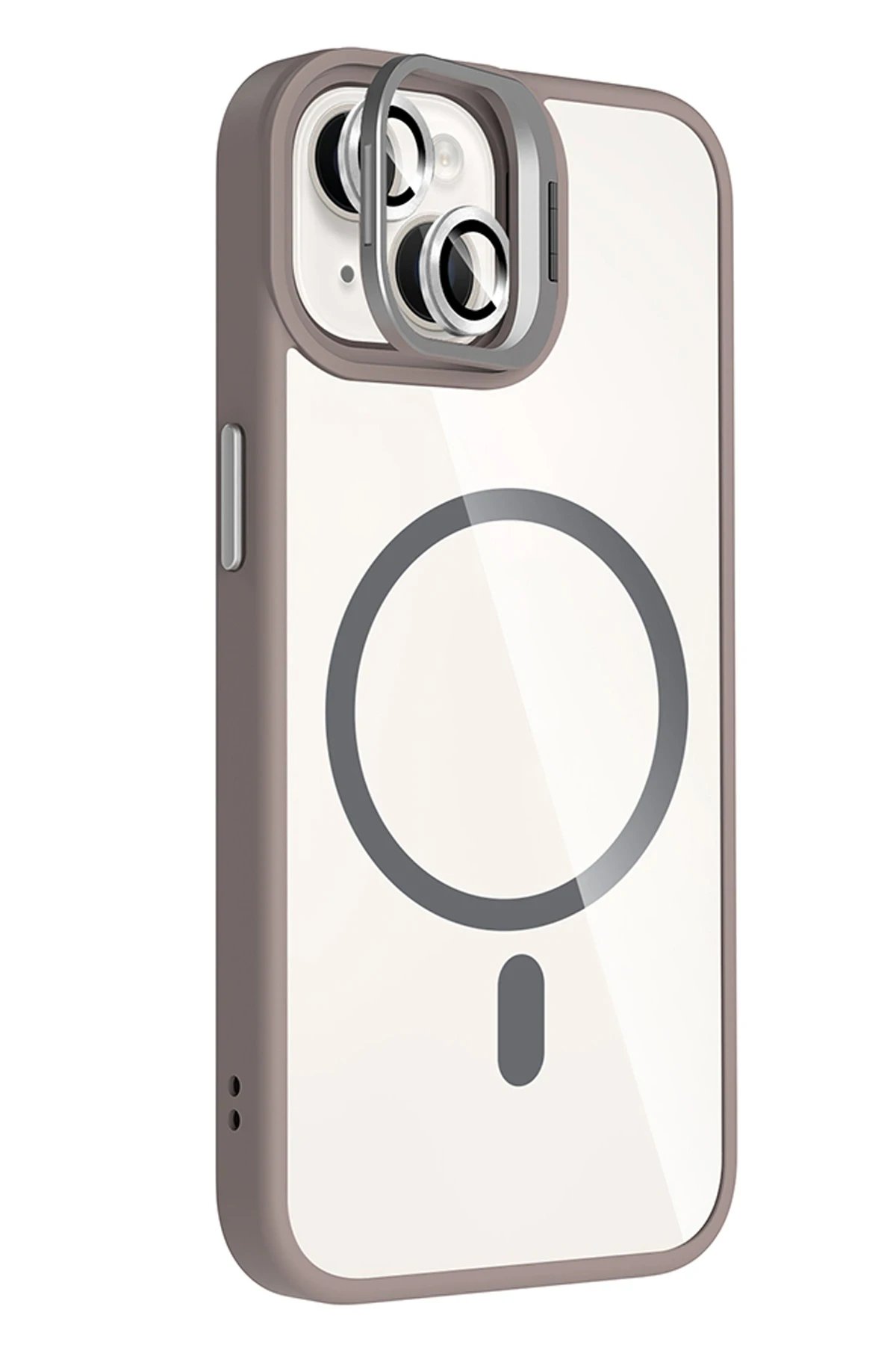 Apple iPhone 14 Remim Lensli Magsafe Standlı Kapak - Titan Gri-(5796) - Görsel 2