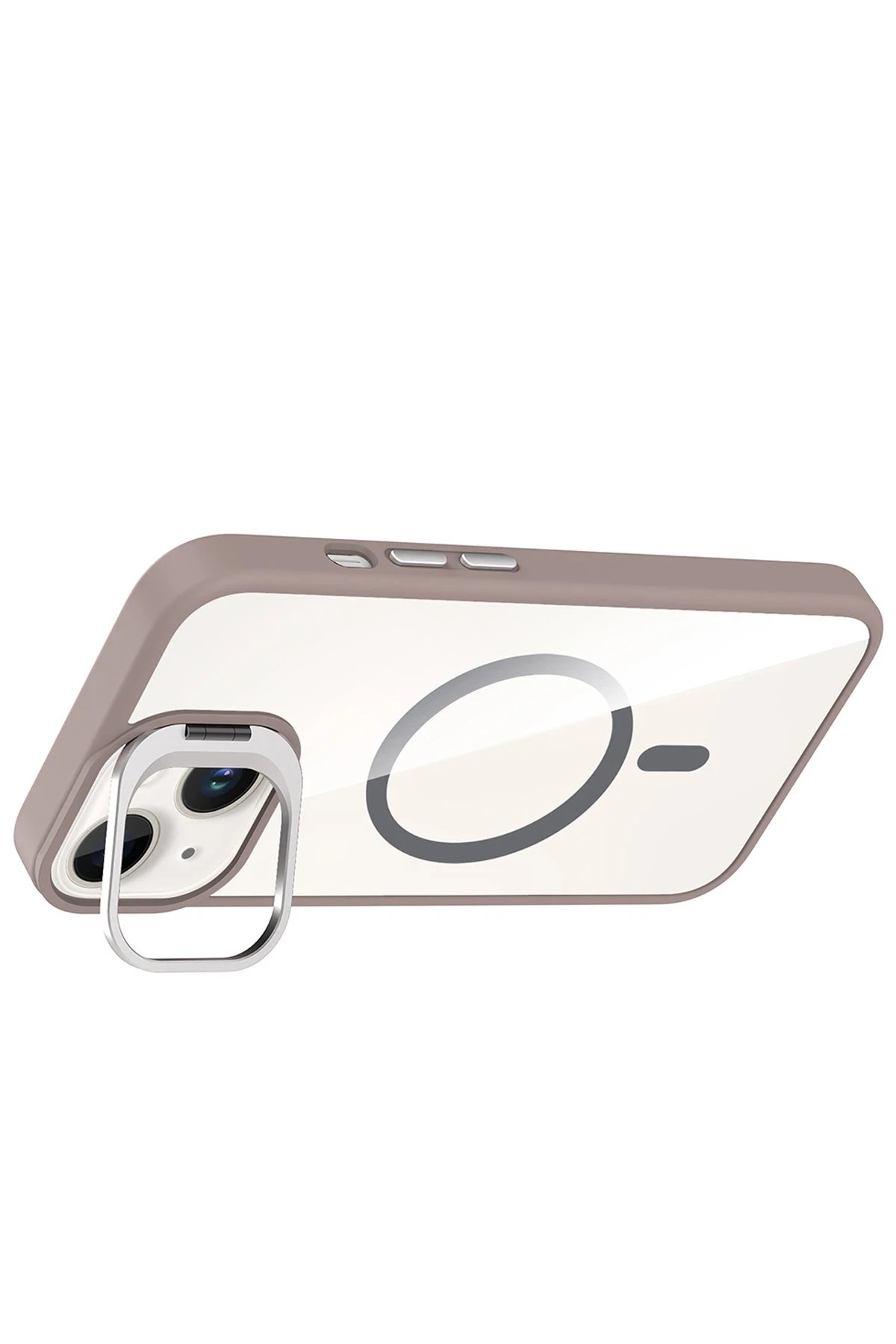 Apple iPhone 14 Remim Lensli Magsafe Standlı Kapak - Titan Gri-(5796) - Görsel 3