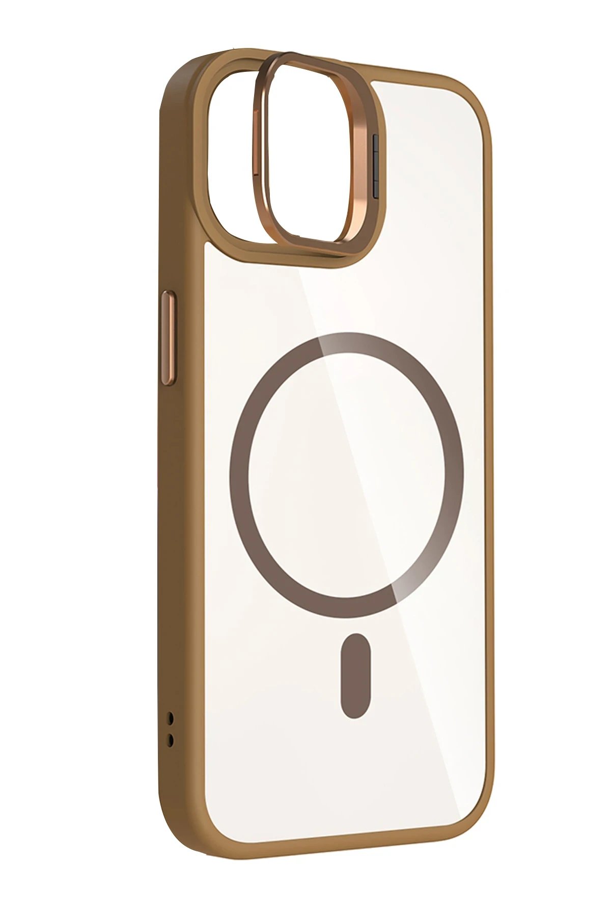 Apple iPhone 11 Remim Lensli Magsafe Standlı Kapak - Kahverengi-(5796) - Görsel 3