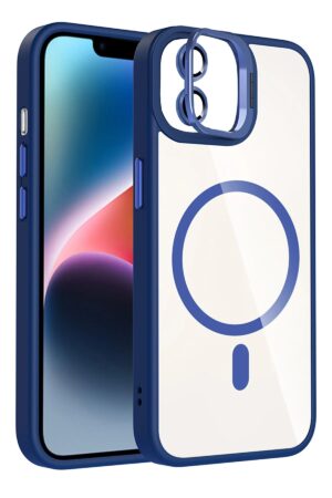 Apple iPhone 11 Remim Lensli Magsafe Standlı Kapak - Lacivert-(5796)