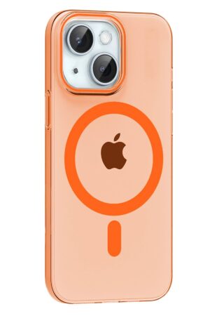 Apple iPhone 14 PC Blank Magsafe Kapak - Turuncu-(5796)
